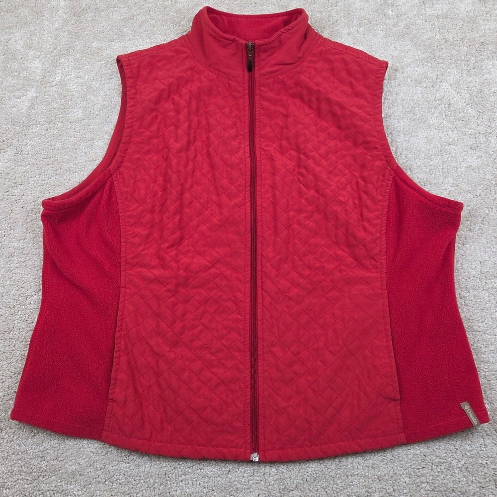 Columbia Womens XL Esmeralda Valley Quilted Vest Red Full Zip Lightweight Fleece - Picture 2 of 6